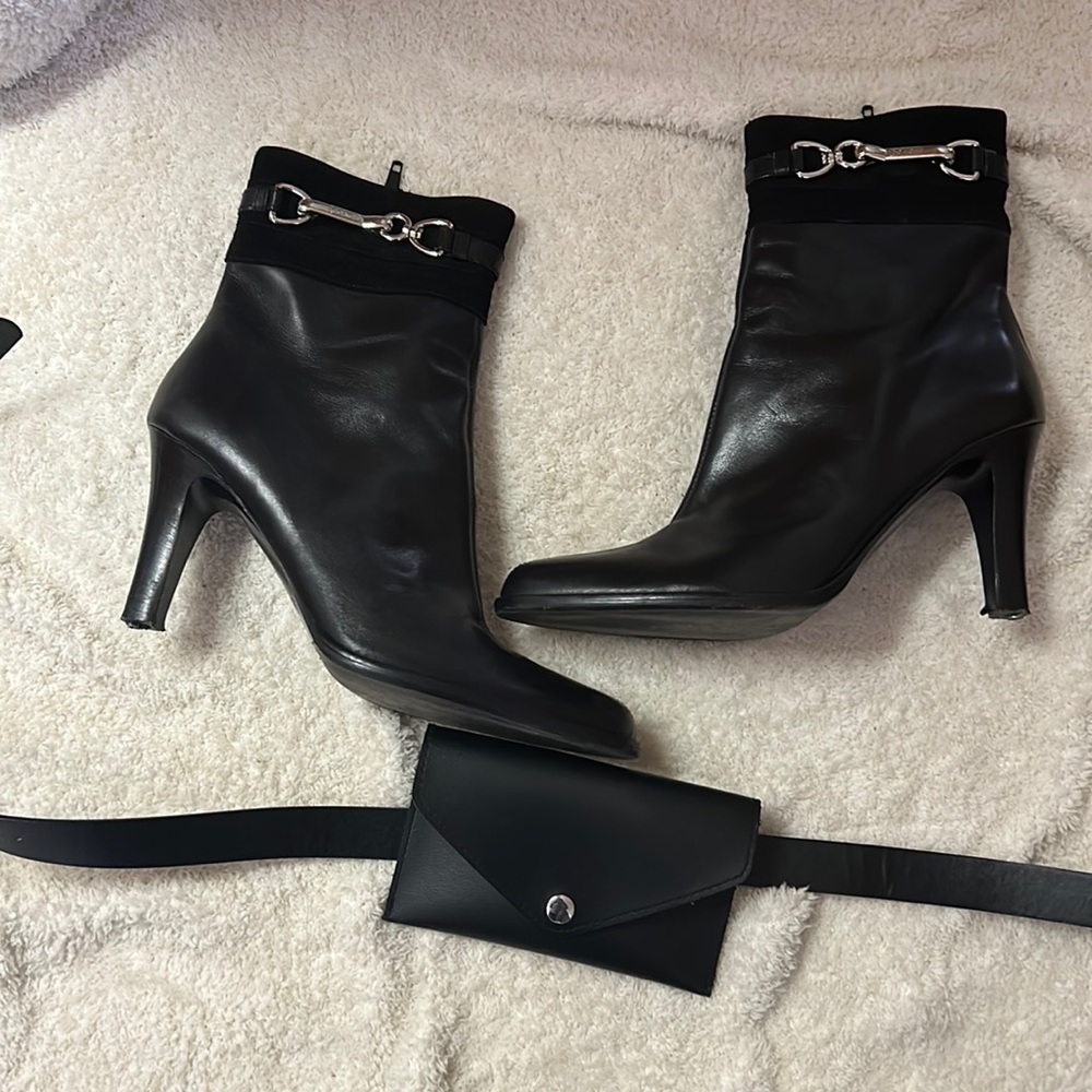 Vintage Coach booties. Faux leather belt bag